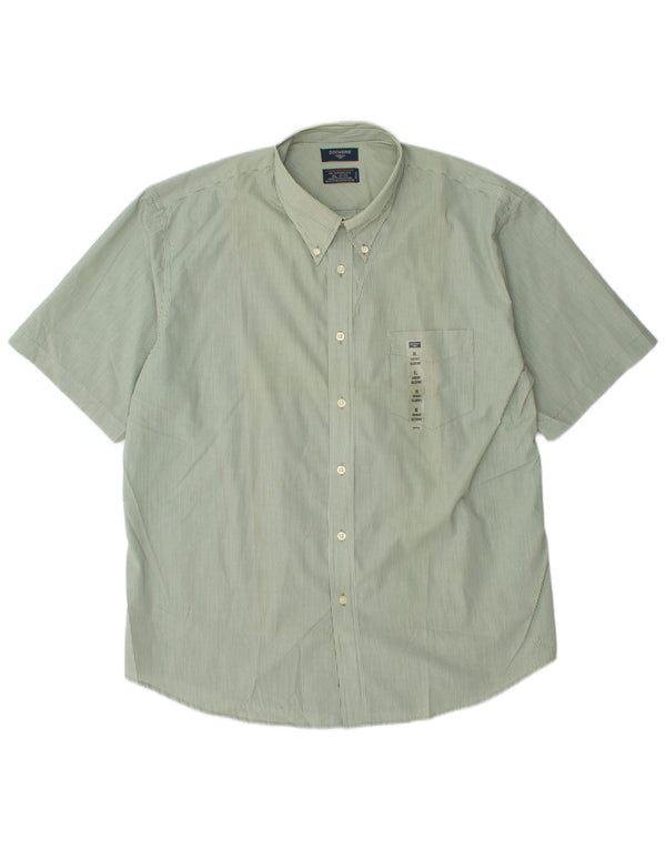 DOCKERS Chemise anti-taches pour homme Taille 17 1/2 XL Vert à fines rayures