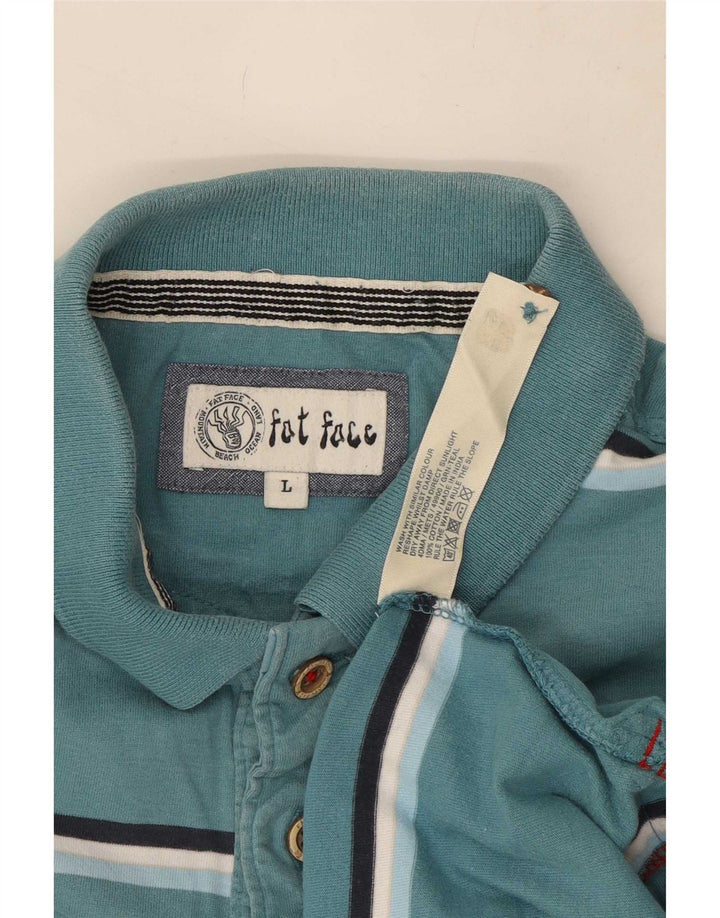 Polo Homme Fat Face Large Bleu Rayé Coton