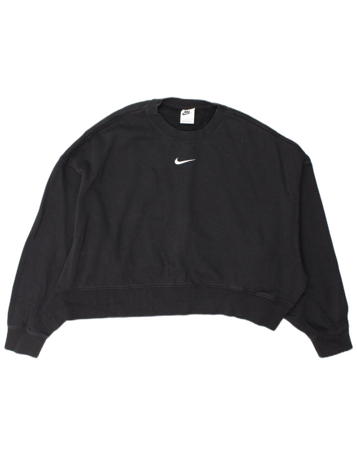 Nike Sweat-shirt surdimensionné pour femme UK 10 Petit coton noir