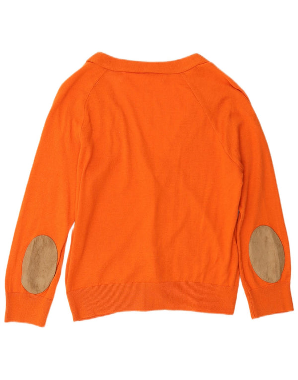 Zara Womens Crop Cardigan Sweater UK 14 Large Orange Coton