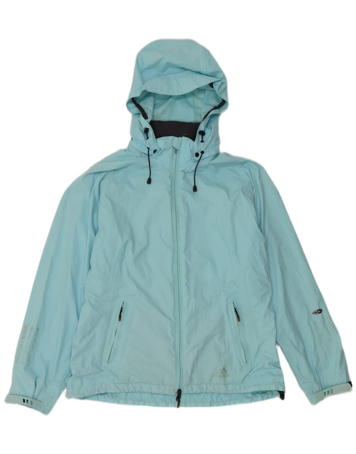 Adidas Veste de pluie à capuche Clima Proof pour femme UK 16 Large Bleu Polyester
