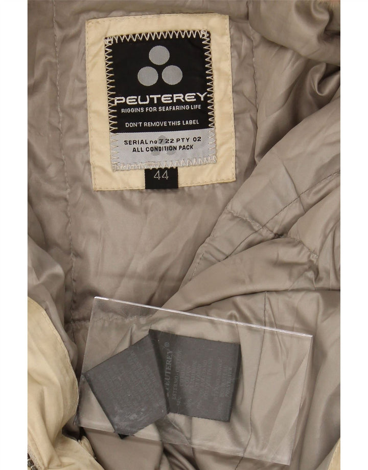PEUTEREY Womens Hooded Padded Jacket IT 44 Medium Beige Cotton Vintage PEUTEREY and Second-Hand PEUTEREY from Messina Hembry 