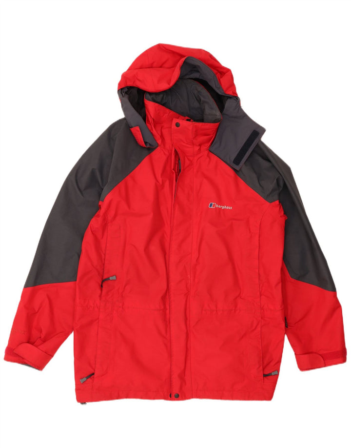 Berghaus Veste de pluie à capuche pour homme UK 38 Medium Rouge Colorblock Nylon