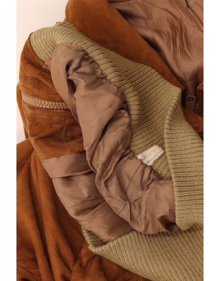 vintage Mens Suede Bomber Jacket UK 40 Grand Cuir Brun