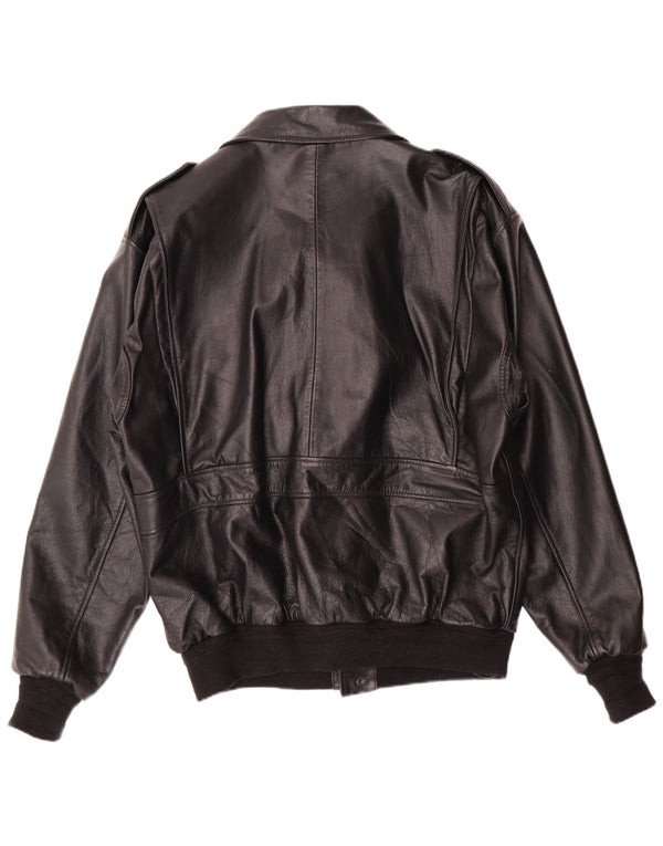 veste en cuir bombardier militaire vintage pour hommes UK 42 XL Noir