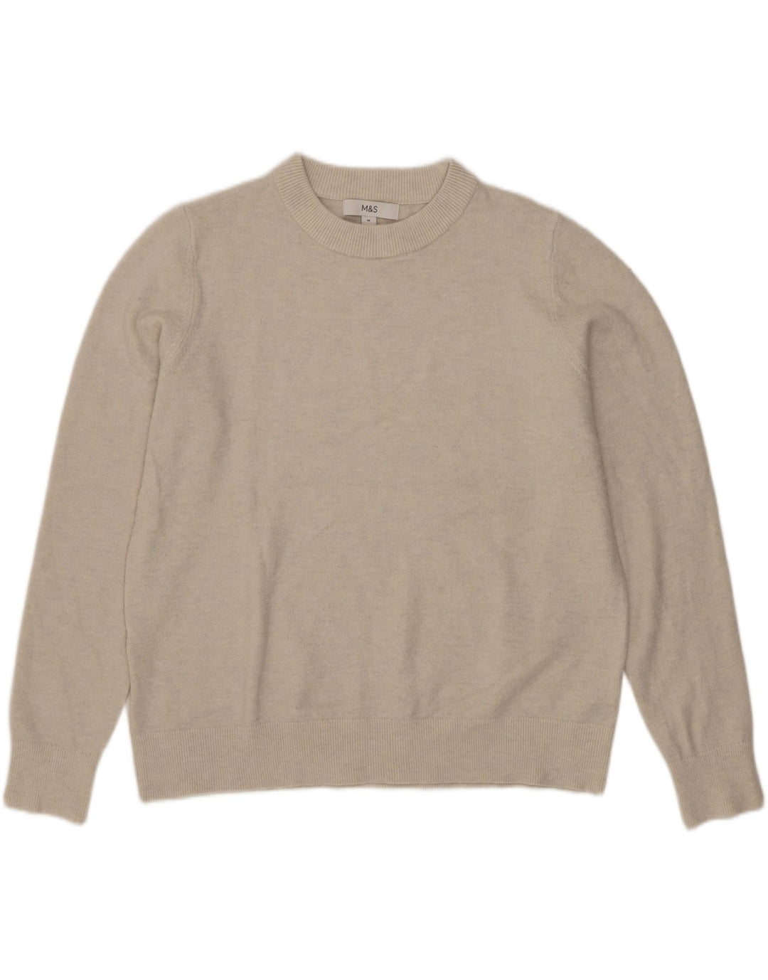 Marks & Spencer Pull à col rond pour femme UK 14 Beige moyen