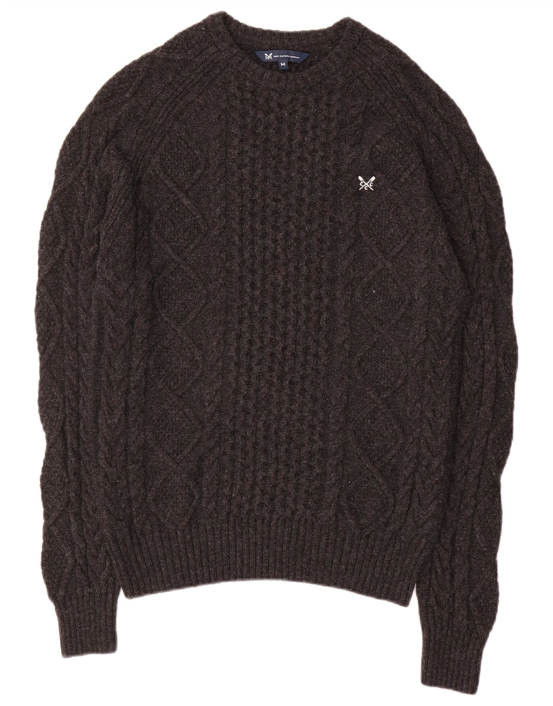 Crew Clothing Pull Col Bateau Homme Gris Moyen Viscose