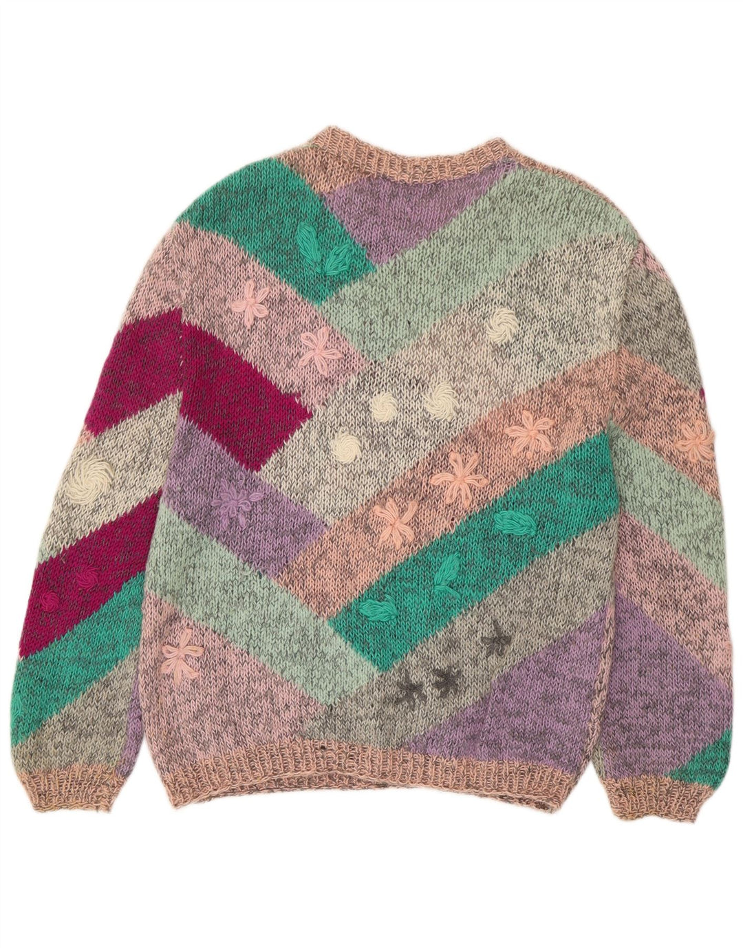 VINTAGE Femme Col Bateau Pull Pull UK 18 XL Multicolore Floral