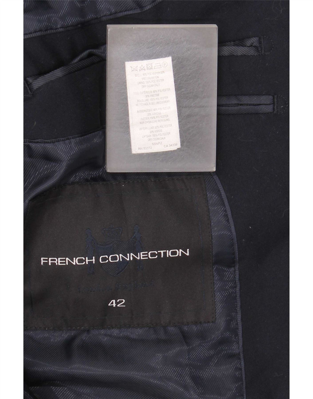 French Connection Veste Blazer 2 Boutons Homme UK 42 XL Bleu Marine Polyester