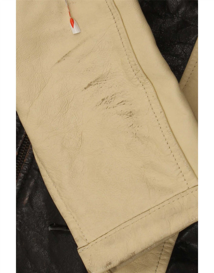 Brogden Veste en cuir graphique pour homme UK 42 XL Marron Colourblock