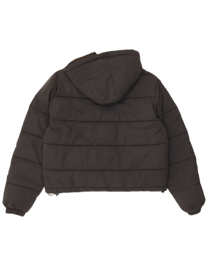 Ellesse Veste matelassée surdimensionnée à capuche pour femme UK 8 Small Nylon noir