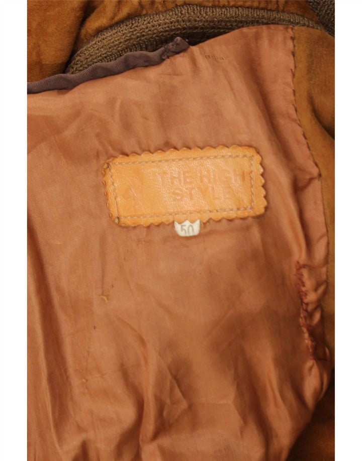 vintage Mens Suede Bomber Jacket IT 50 Grand Brun