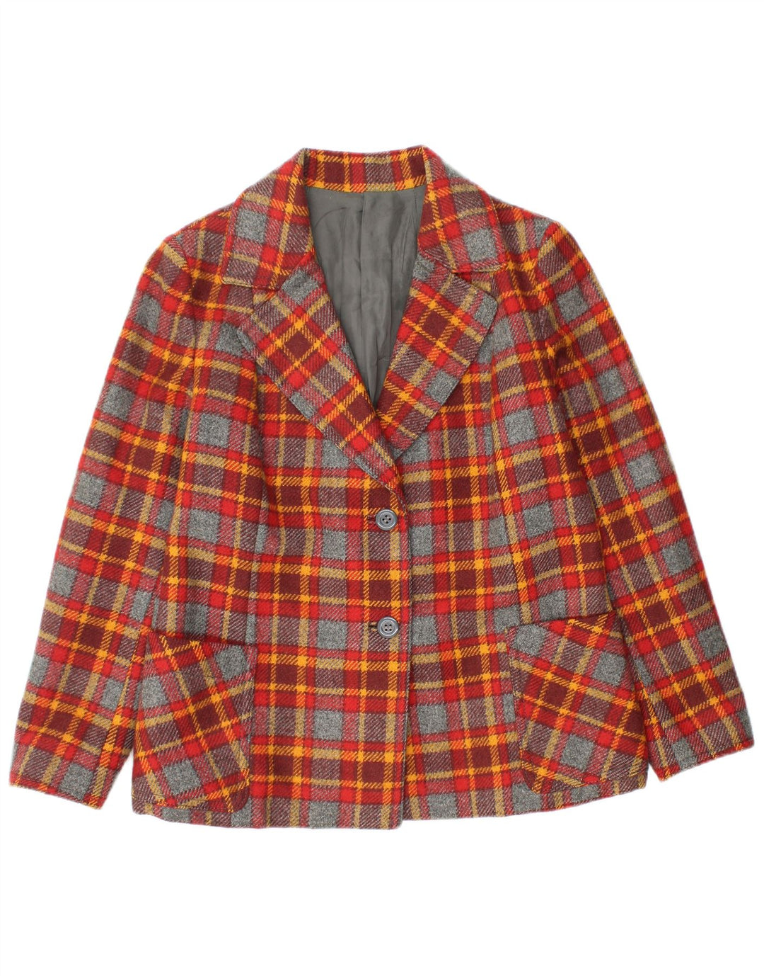 Hettemarks Veste blazer à 2 boutons pour femme UK 12 à carreaux multicolores moyens