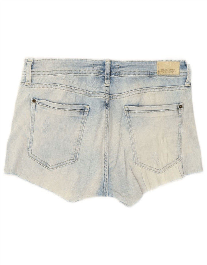 Zara Short en jean vieilli pour femme EU 38 Small W28 Bleu