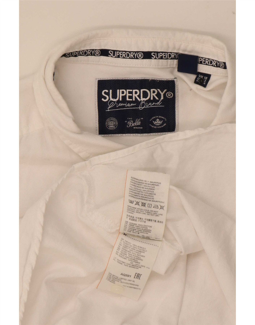 Superdry Chemise Femme UK 16 Large Blanc Coton