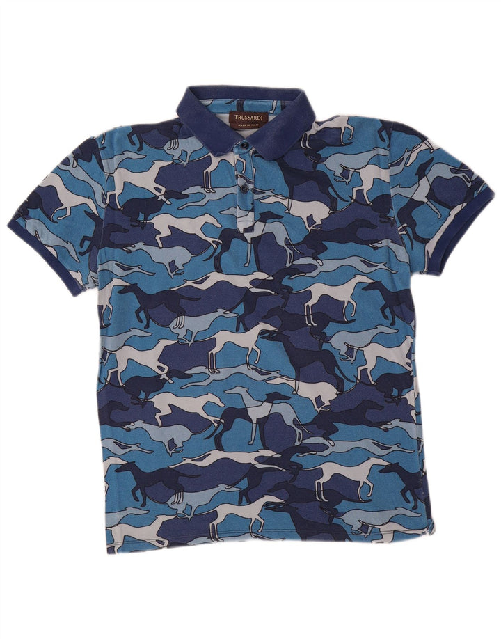 TRUSSARDI Polo Homme Bleu Moyen Imprimé Animal