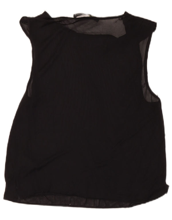 All Saints Femme Blouse Sans Manches Top UK 10 Petit Acétate Noir