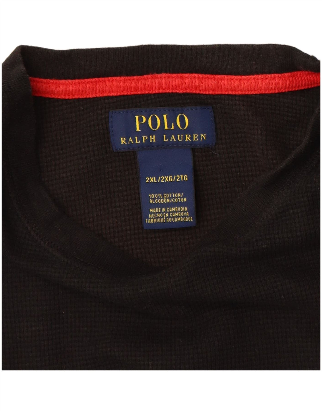POLO RALPH LAUREN Haut Homme Manches Longues 2XL Bleu Coton