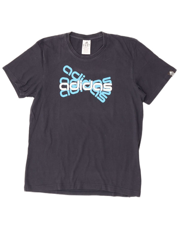 Adidas Mens Graphic T-Shirt Top Large Navy Blue Cotton