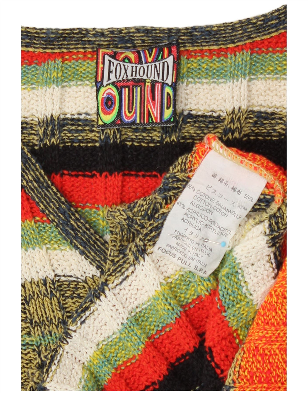 Foxhound Pull Col V Homme XL Coton Rayé Multicolore