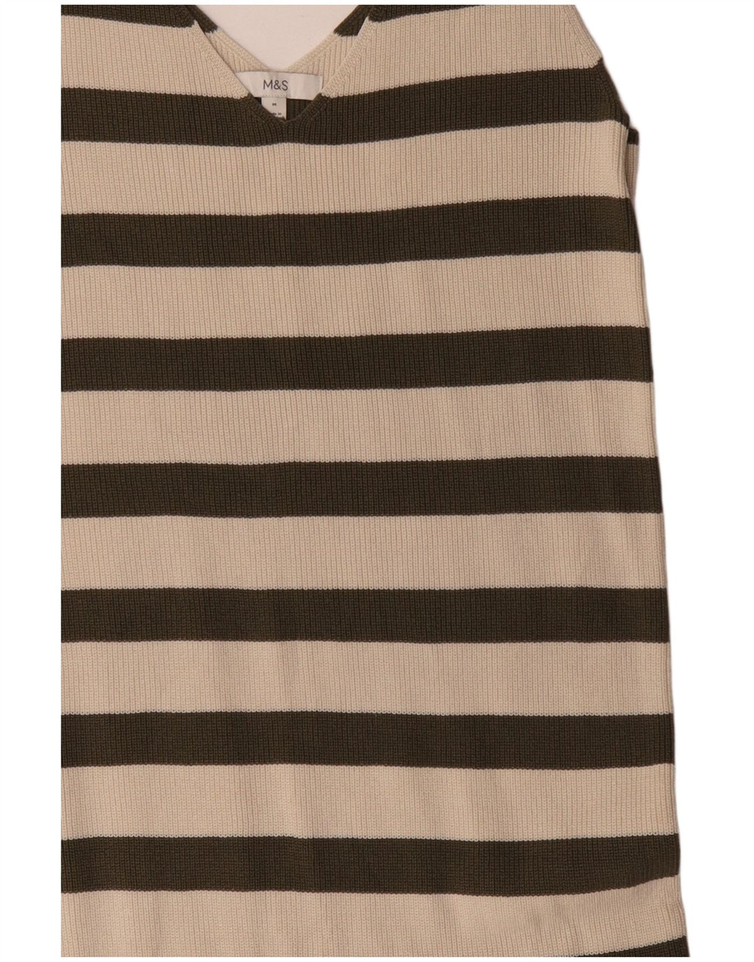 Marks & Spencer Robe pull sans manches pour femme UK 44 Vert moyen rayé