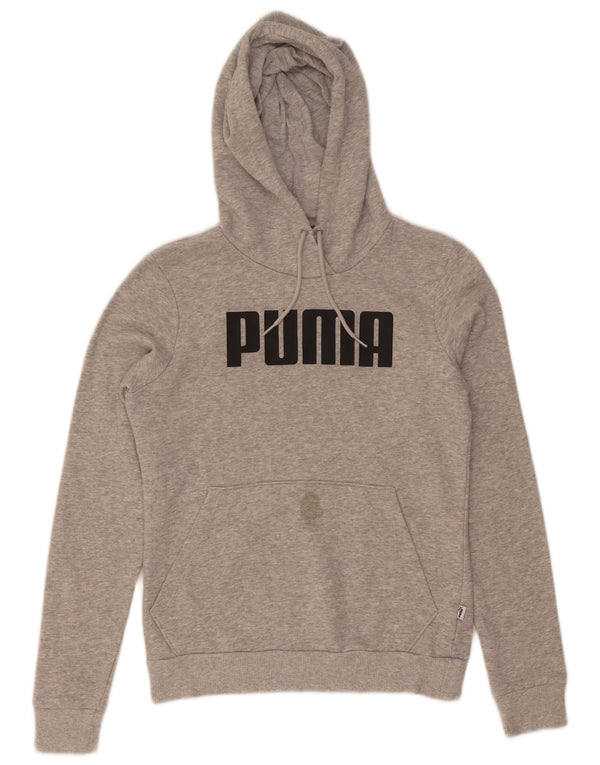 Puma Pull à capuche graphique pour femme UK 8 Small Gris Coton