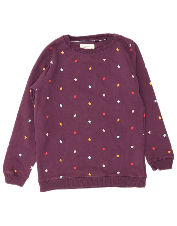 Fat Face Girls Regular Fit Sweatshirt Jumper 9-10 Years Purple Flecked