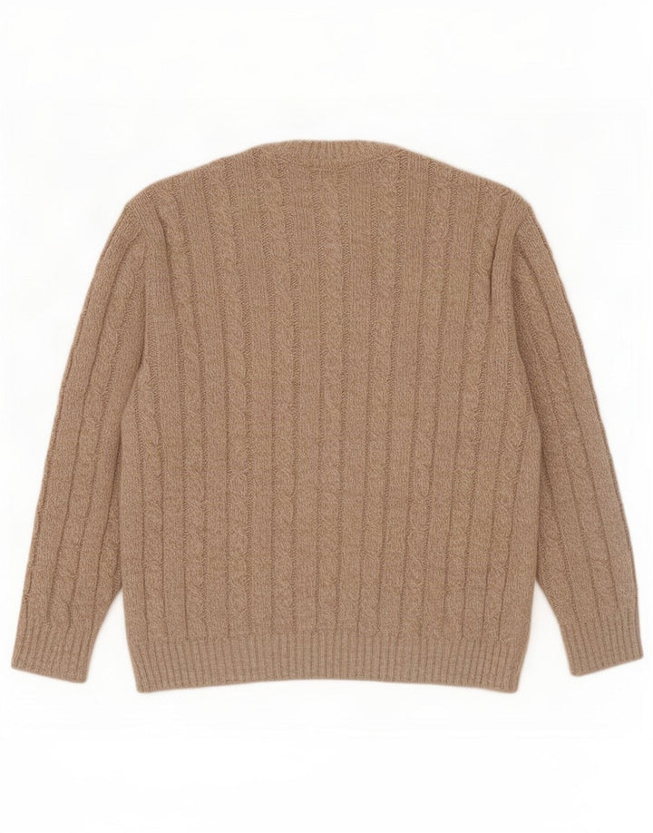 Lebole Pull col rond homme IT 50 laine mouchetée beige moyen