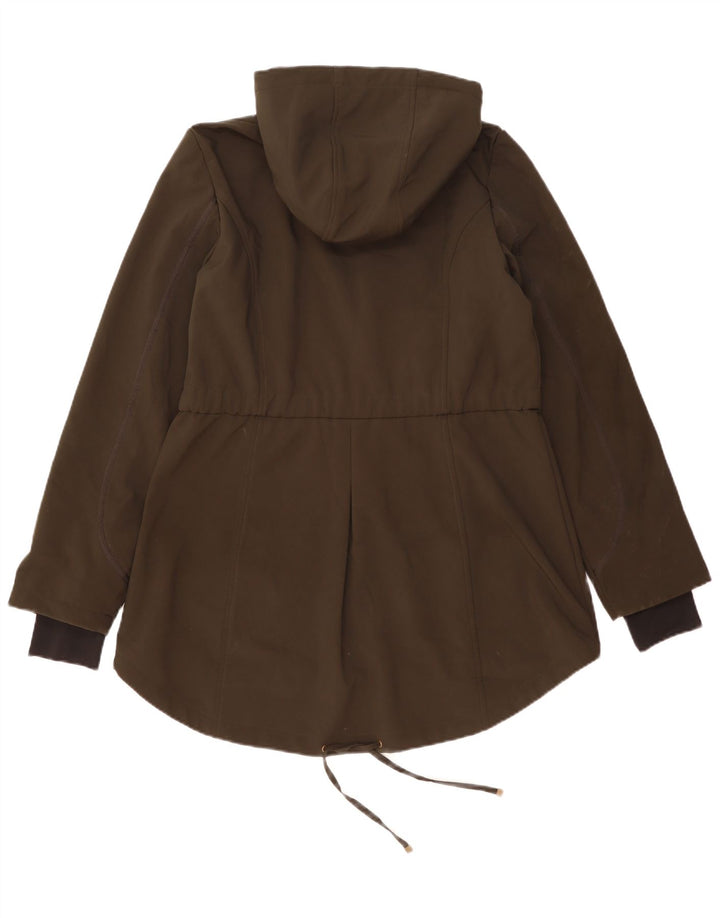 French Connection Parka à capuche pour femme UK 16 Large Kaki Polyester