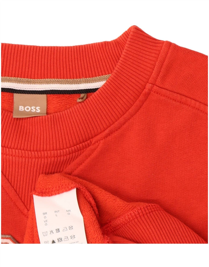 Hugo Boss Homme Sweat-Shirt Graphique Pull Large Rouge Coton