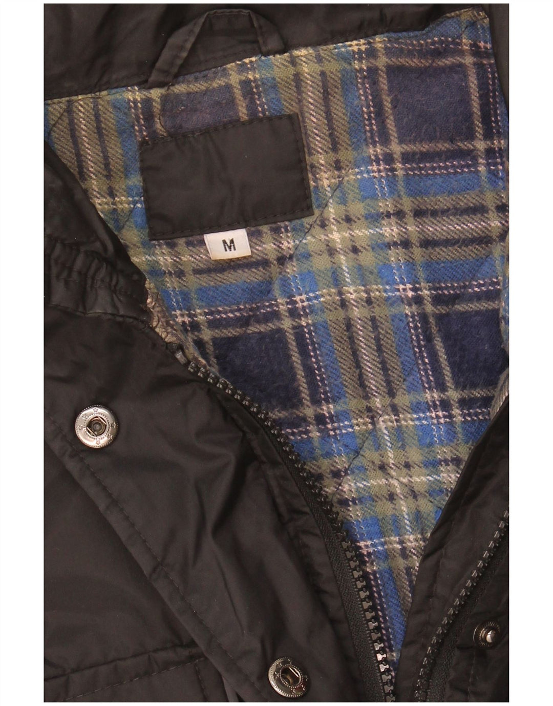 VINTAGE Veste utilitaire femme UK 14 Nylon noir moyen