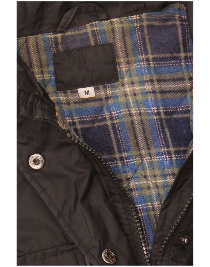 VINTAGE Veste utilitaire femme UK 14 Nylon noir moyen