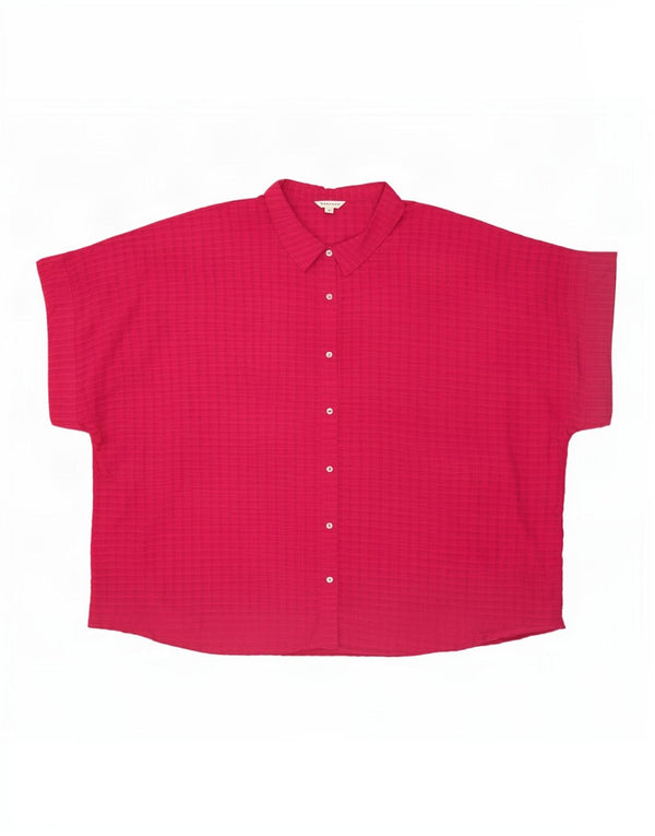 Monsoon Chemise surdimensionnée à manches courtes pour femme UK 20 2XL Viscose à carreaux rose