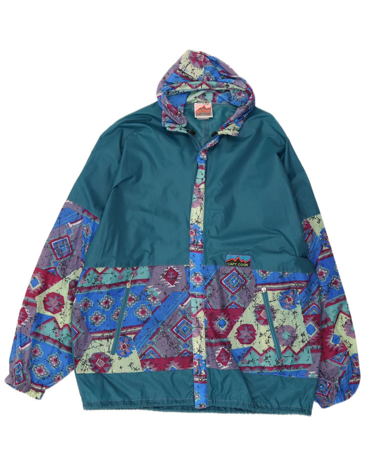Capt. Cook Veste de pluie à capuche abstraite pour homme UK 38 Bleu moyen