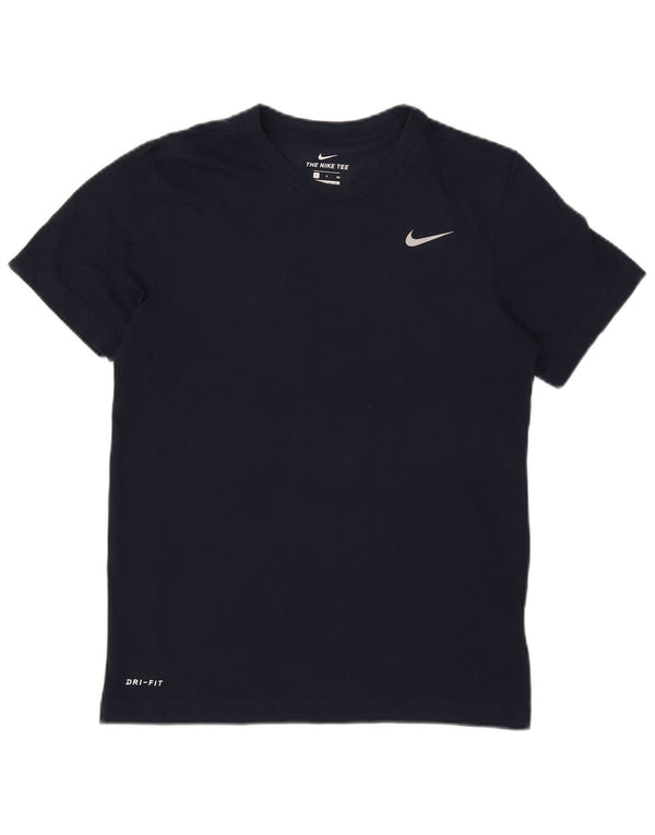 Nike Hommes Dri Fit T-Shirt Haut Petit Bleu Marine Coton