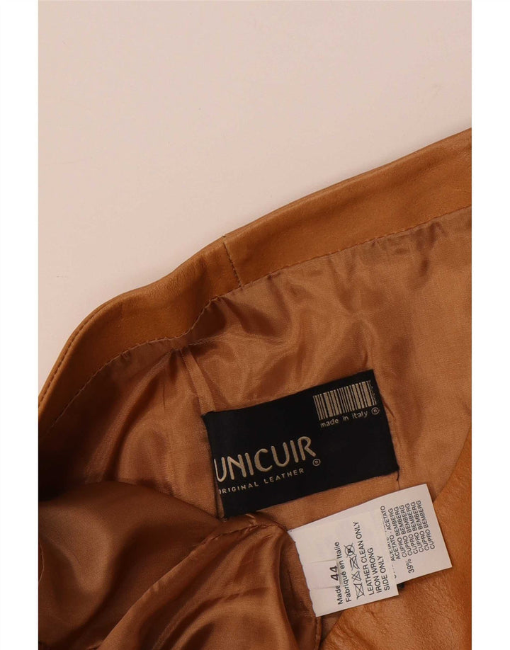 jupe en cuir femme vintage IT 44 Medium W32 Cuir Marron