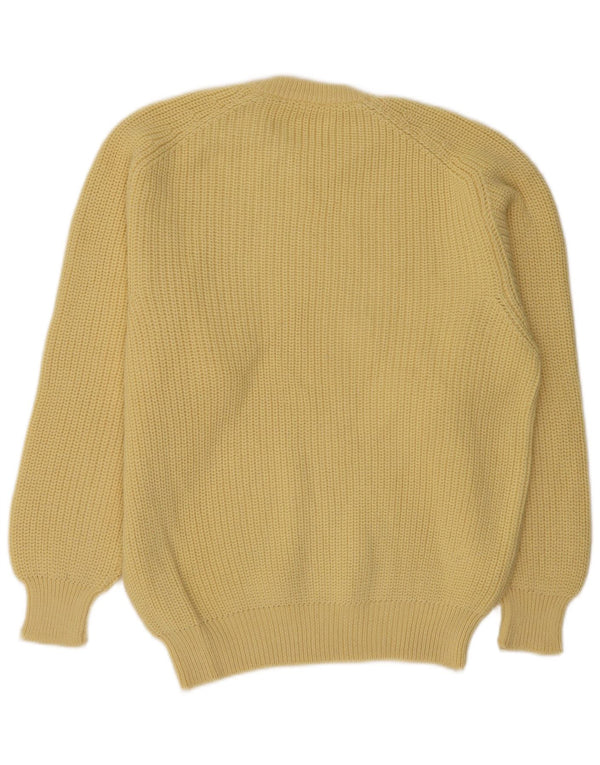 vintage Mens Crew Neck Jumper Pull Moyen Jaune Laine