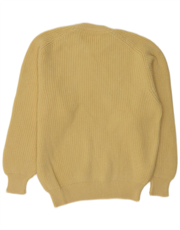 vintage Mens Crew Neck Jumper Pull Moyen Jaune Laine