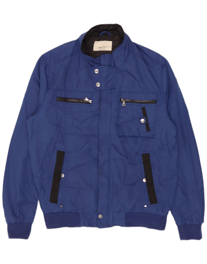 ZARA Veste Bomber Homme UK 42 XL Bleu Polyester