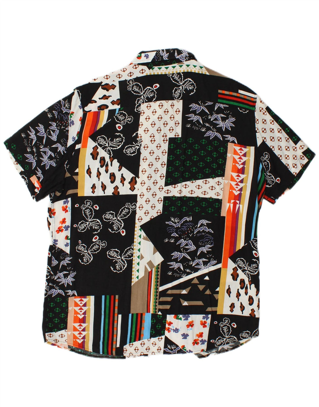 VINTAGE Chemise à manches courtes homme XL Patchwork multicolore