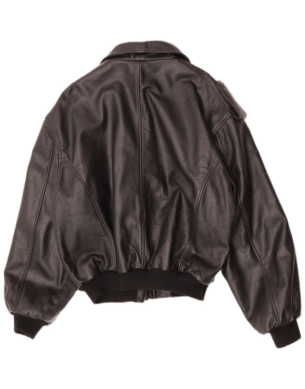 veste militaire vintage en faux cuir pour homme IT 48/50 Noir moyen