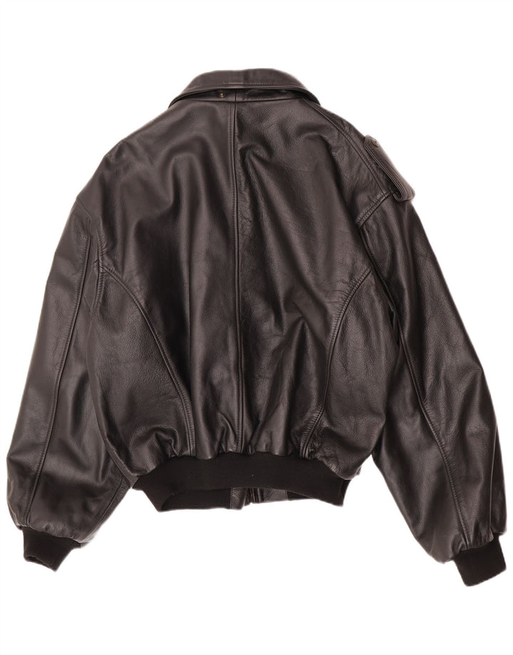 veste militaire vintage en faux cuir pour homme IT 48/50 Noir moyen
