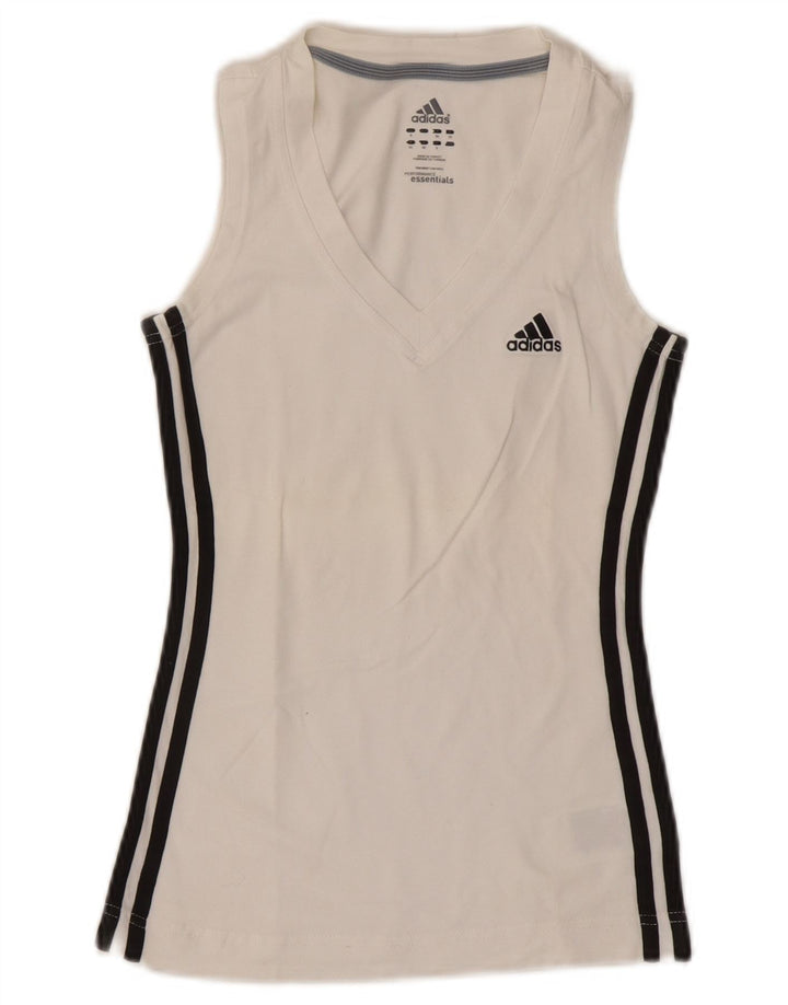 Adidas Débardeur Femme UK 8 Petit Coton Blanc