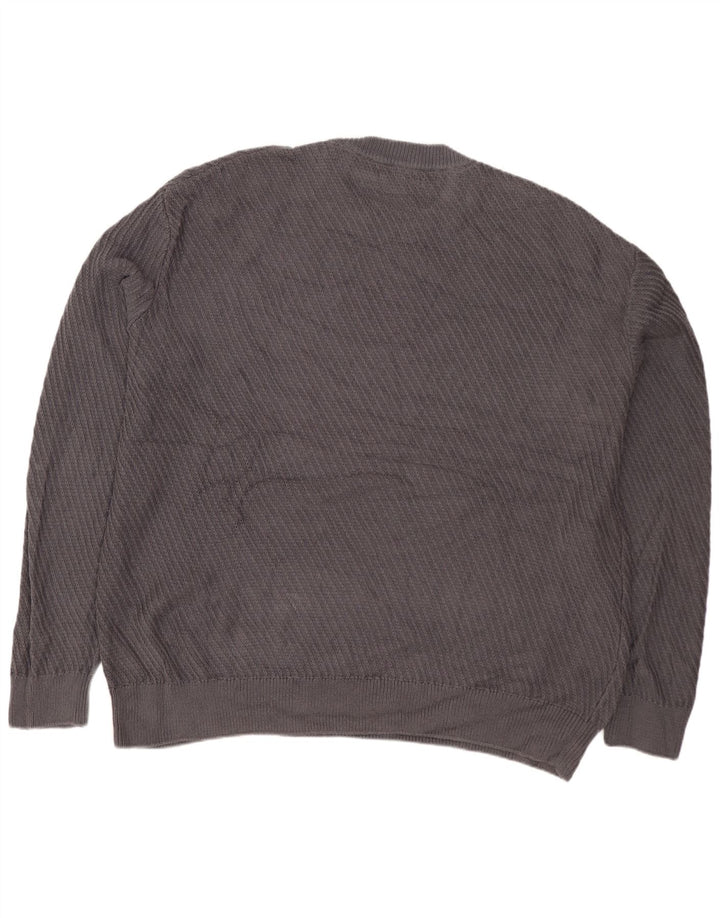 ZARA Pull ample à col rond pour homme Gris Taille L