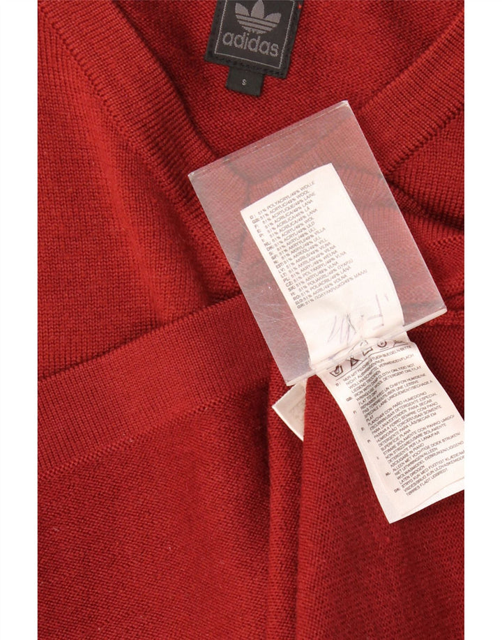 ADIDAS Pull col V pour homme en laine bordeaux Taille S