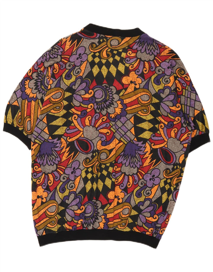 vintage Femmes Surdimensionné Cardigan Top UK 16 Grand Multicolore Géométrique