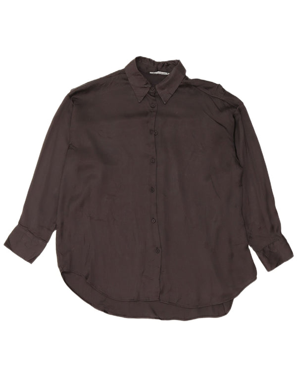 Zara Chemisier surdimensionné pour femme UK 10 Petit Noir Polyester