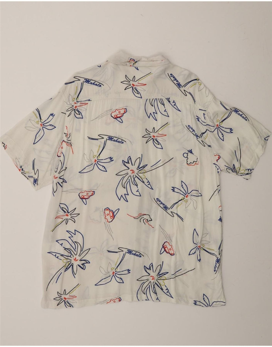 RAGOUT Mens Short Sleeve Shirt Large White Floral Vintage Ragout and Second-Hand Ragout from Messina Hembry 