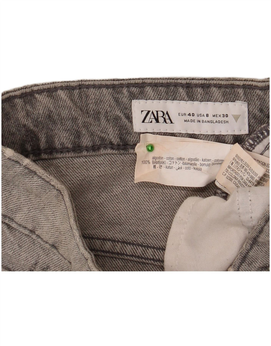 Zara Womens Denim Distressed Hot Pants EU 40 Medium W30 Gris Coton