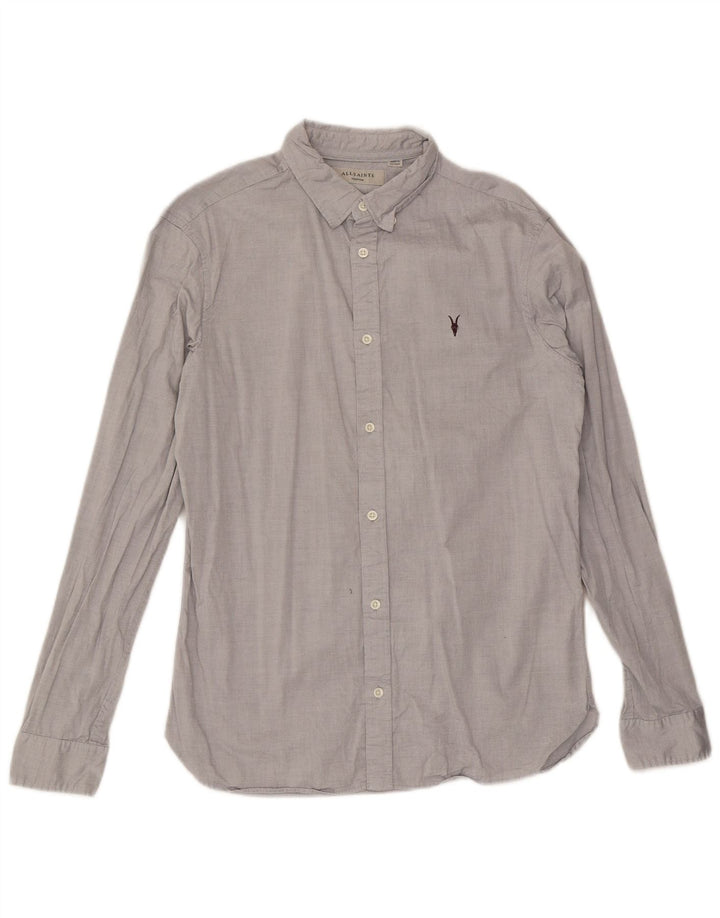 All Saints Chemise Homme Gris Moyen Coton